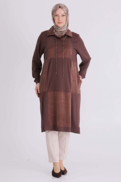 ottoman wear Behrem Büyük Beden Tesettür Tunik Kahve OTW20142