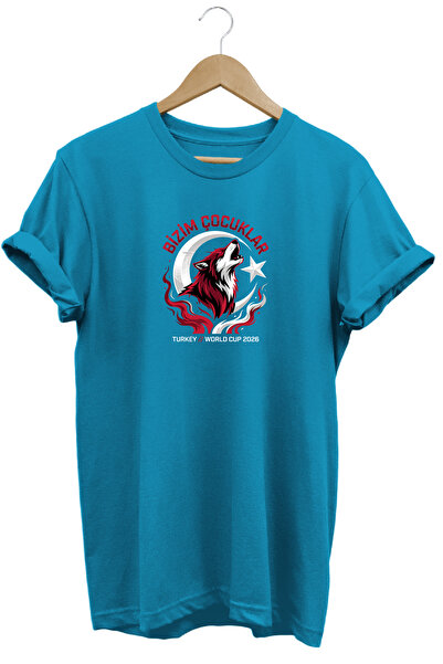 WİDİ Moon Star and Wolf Printed Turkey T-Shirt World Cup National Team Our Ch...