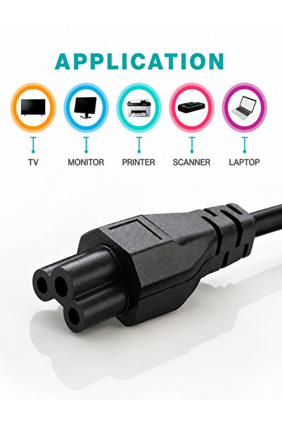 ANKTEK Şarj Adaptörü Yonca Power Kablosu 3 Pin C5 Notebook PC Laptop Güç Kablosu 500W 3x0.75mm