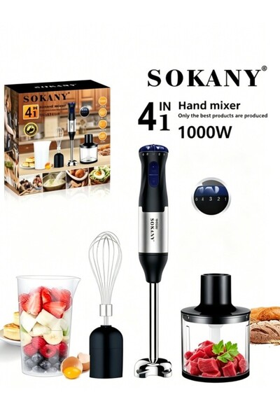 SOKANY 4-in-1 Electric Hand Blender SK-1711-4, 1000W Handheld Blender, Food C...