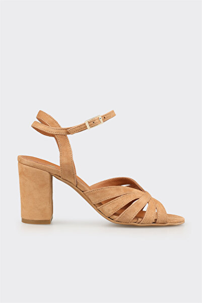 Elle Shoes Camel Deri Kadın Sandalet