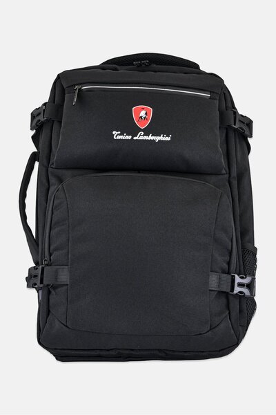 Tonino Lamborghini حقيبة ظهر رجالية بشعار العلامة التجارية مع منفذ شحن USB، ب...