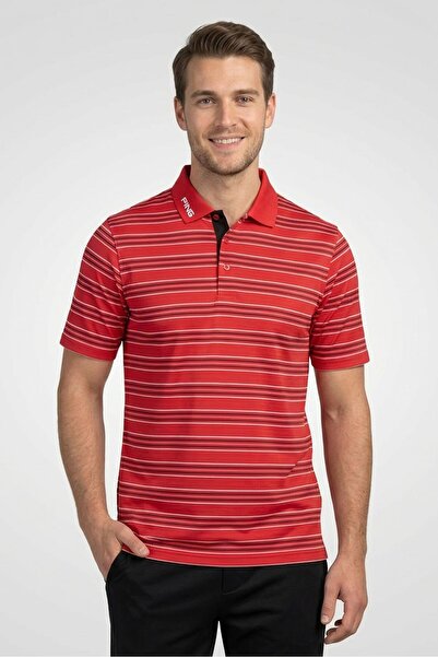 ping Men Sportswear Fit Short Sleeve Outdoor Polo Shirt, Red