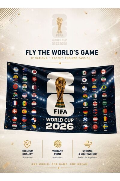 Premium علم كأس العالم لكرة القدم 2026