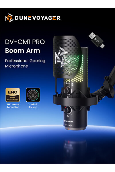 DuneVoyager CM1 PRO Boom Arm Gaming Streaming/Podcast 2.4G Wireless USB-C Con...