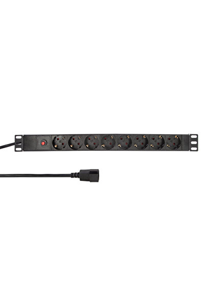 LogiLink 1U 19-inch Rack PDU, 8 Schuko Outlets, IEC Input, 10A, Surge Protect...