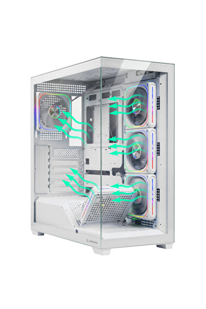 Rampage SYLON 850W 80 Plus Bronze Beyaz 5*12cm ARGB Fan ATX MID-T Gaming Oyun...