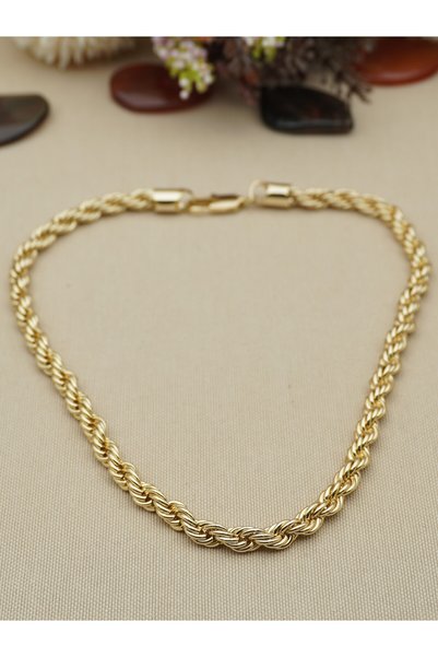 Bilge Kadın Aura Vip Xuping Thick Twisted Steel Necklace, Non-Tarnishing Steel Necklace 45 cm 50 cm