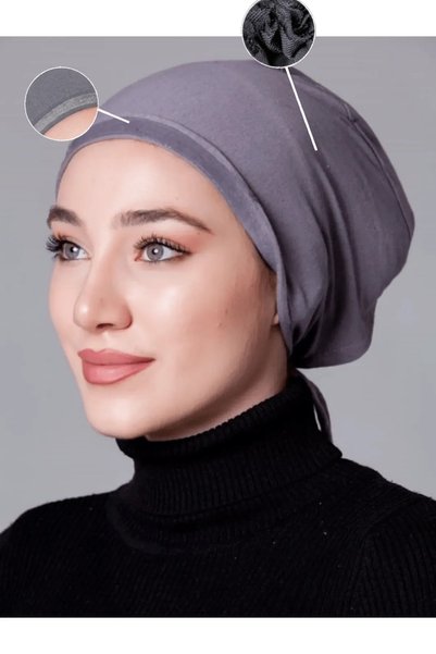 nanak قبعة رأس رمادية من الليكرا غير قابلة للانزلاق مع كشكشة داخلية
