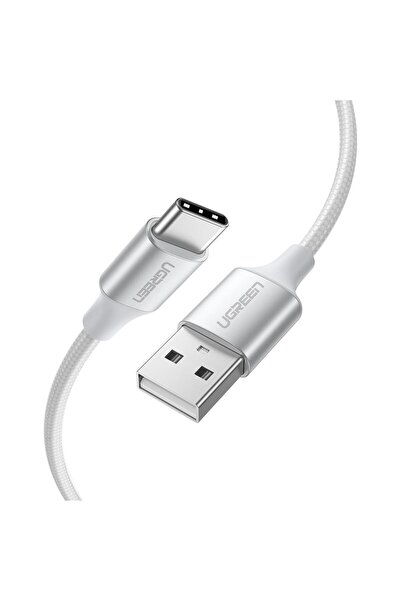 Ugreen USB-C to USB-A 3A QC Örgülü Hızlı Şarj Kablosu 1 Metre - Beyaz
