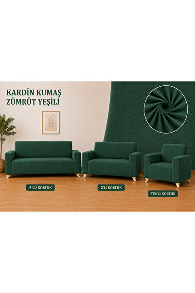 Akbal Home Klasik 3+2+1+1 Koltuk Örtüsü Likralı Tüm Çevre Giydirme Alttan Las...