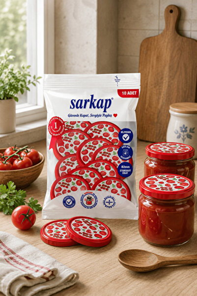 Sarkap Hijyenik Paketli 10'lu 82 mm Kapak - Domates Seri - Salkım