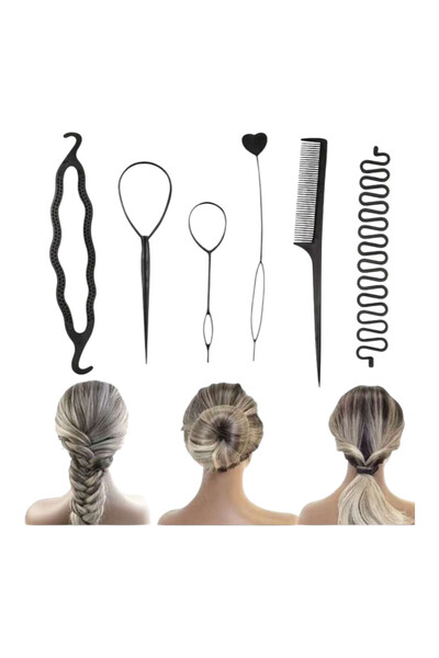 OEM Set accesorii pentru coafarea părului 6 bucăți, negre, pentru coafarea co...