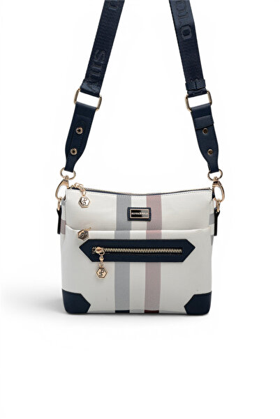 Silver Polo White - Navy Blue Plaid Women's Crossbody Bag Sp1110