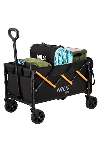 NILS CAMP NC2608 Cărucior de călătorie pliabil negru-portocaliu 100L
