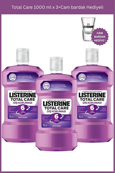 Listerine Total Care 1000 ml x 3+Cam bardak Hediyeli