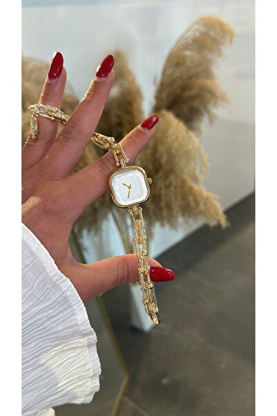 GLARE JEWELRY CO ساعة يد نسائية فاخرة بتفاصيل داخلية بيضاء، مرصعة بالزركون با...