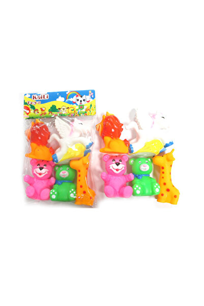PlayFun Играчки за баня за бебета, комплект от 5 гумени играчки за баня с раз...