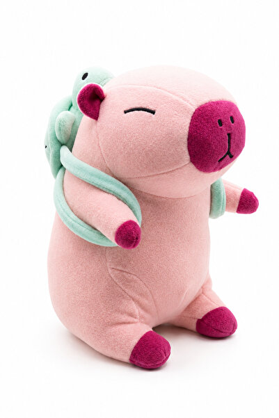 hn sport Kaplumbağa Çantalı Capybara Peluş Oyuncak 30 cm – Yumuşak Dolgulu Se...