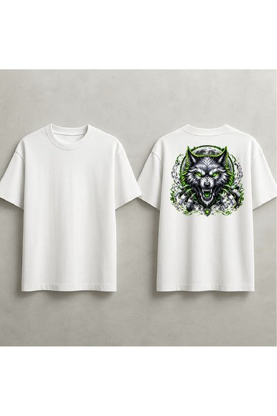EFEVRA Green Wolf Print Oversized T-Shirt