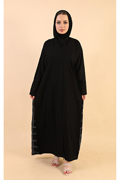 Stylish Fashion عباية من ستايلش فاشن لف باللون الأسود مطرزة