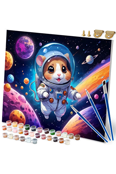 Massido Set pictura pe numere pentru copii/adulti 40x50cm Astronaut cu 30 cul...