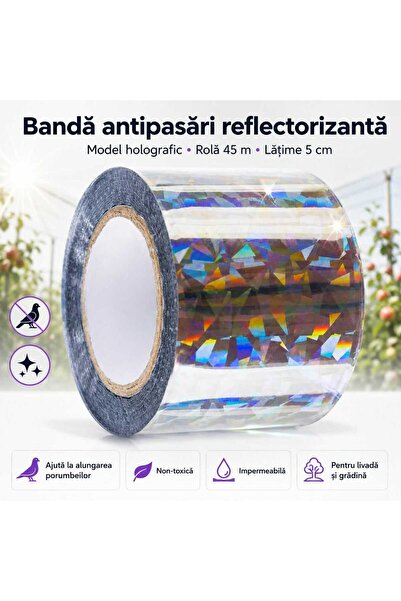 MC Micostore Banda antipasari, reflectorizanta, pentru alungat porumbei, grau...