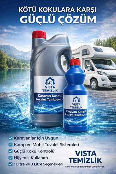 Vista Temizlik Karavan ve Kasetli Tuvalet Kimyasalı - Atık Parçalayıcı & Koku Giderici 1lt