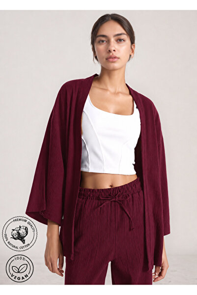 Bled Kimono pentru femei cu guler șal de muselină (100% bumbac)