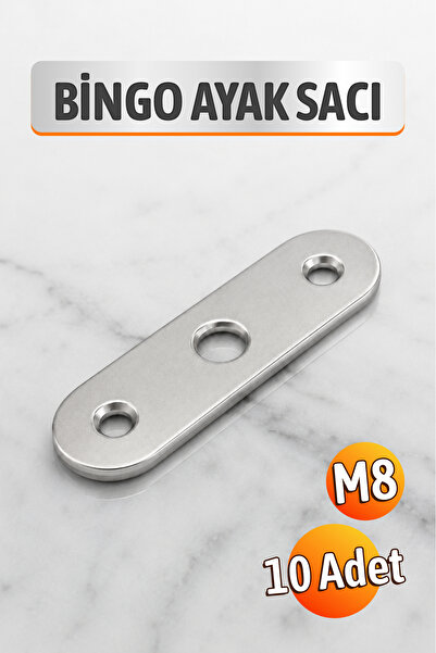 Badem10 (10 Adet) M8 Vidalı Rotil Ayak Sacı - Metal Sac Tabanlı Ayarlanabilir...