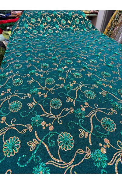 OsmanKumaşDantel Self-Luminous Sequin Embroidered Fabric (100X150Cm)