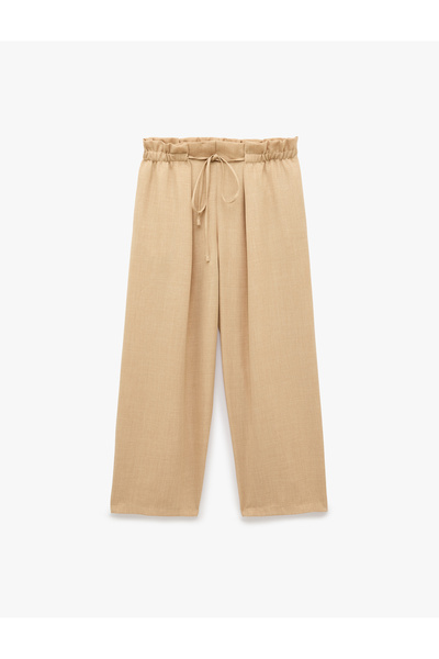 Koton High-Waisted Carrot-Cut Pants with Pockets and Lace-Up Waist