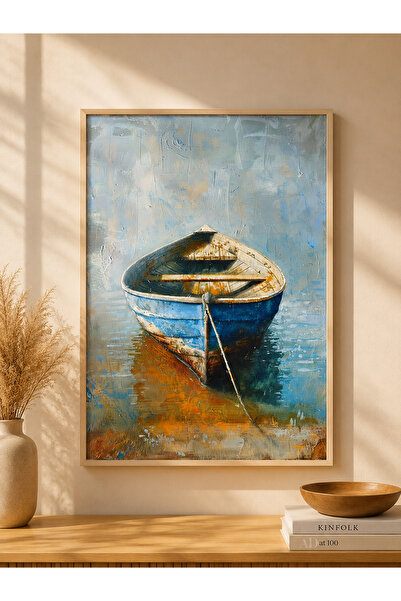 bestablo Masă din lemn cu cadru rustic albastru în formă de barcă |   Decor p...