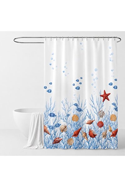 OEM Perdea De Dus Impermeabila cu 12 Inele, Model Scoici Decorative, 180x180 ...