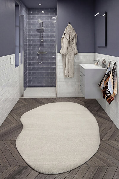 Cool Halı Puffy Taş Rengi Amorf Banyo Halısı Yumuşak Modern Dekoratif Şekilli...