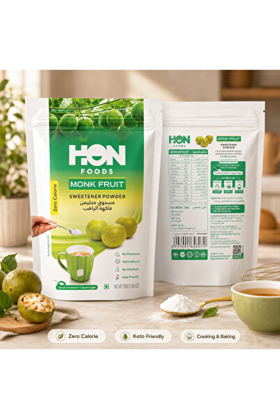 HON FOODS Monk Fruit Sweetener Powder 200g - Zero Calorie Natural Sweetener -...