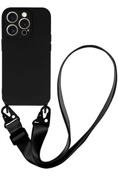 OEM Θήκη Πλάτης Σιλικόνης με Λουράκι Μαύρο (iPhone 12 / 12 Pro)