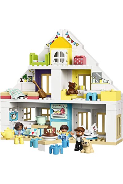 LEGO بيت لعب مودولار DUPLO Town 10929 مع أثاث وعائلة، لعبة تعليمية رائعة للأط...