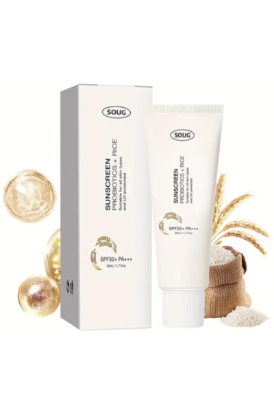 SOUG 2 Pcs Sunscreen Cream/Organic Sunscreen SPF50+,PA+++ Rice and Probiotics, 50ml Soothing Sunscreen