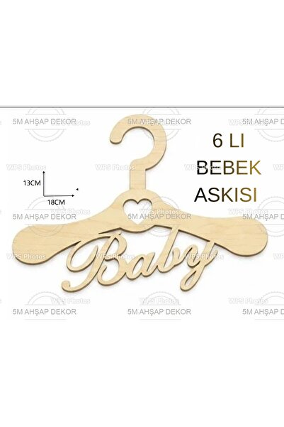 5M AHŞAP DEKOR Wooden Baby Clothes Hanger 18cm X6 Li