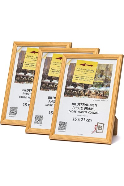 OEM Rame foto din lemn Set de 3 bucăți clasic 15x21 cm maro