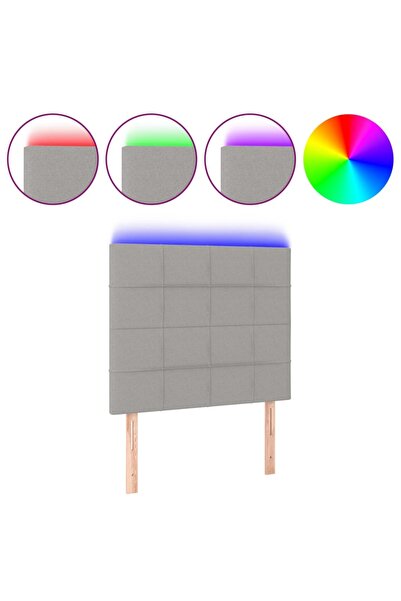 vidaxl Tăblie de pat cu LED, gri deschis, 100x5x118/128 cm, textil