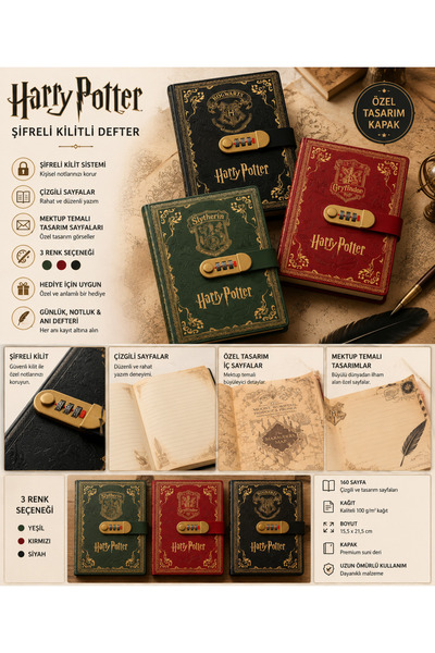 GIFT Sevgili Harry Şifreli Kilitli Mektup Temalı Defter