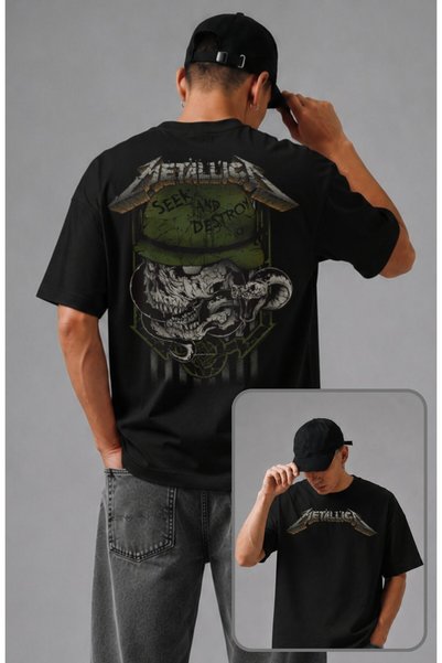 Fuddy Moda Μπλουζάκι Unisex Oversize με στάμπα στην πλάτη Metallica Seek And ...