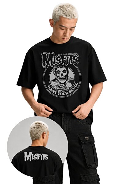 Fuddy Moda Μπλουζάκι Unisex Misfits με στάμπα  "Want Your Skull ", Oversize μ...