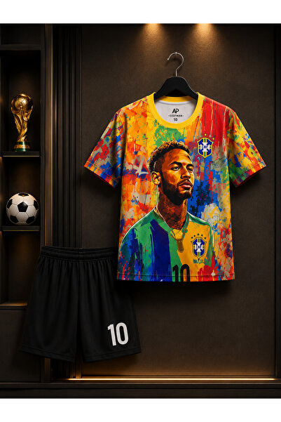 Selvira Neymar Jr 10 Numara Brezilya Çocuk Futbol Forması Takımı Renkli Tasar...
