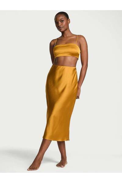 Victoria's Secret Lüks Saten Crop Bandeau Üst ve Etek Takımı