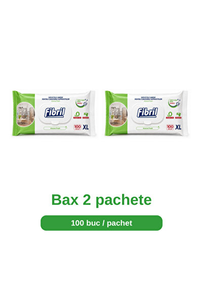 Fibril Bax 2 Pachete Servetele Umede pentru Suprafete XL Aroma Fresh, 2 x 100...