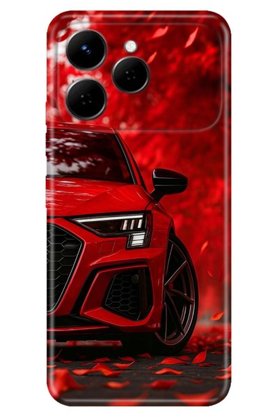 TECNO Spark 40 4G Kılıf Kırmızı Araba Temalı Desenli Darbe Emici Silikon