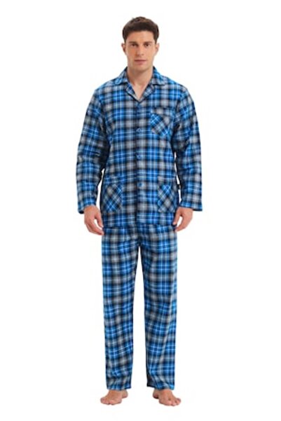 Global Set Pijama Bărbati Finet , Bumbac 100%, Mânecă lungă, Pantaloni lungi,...